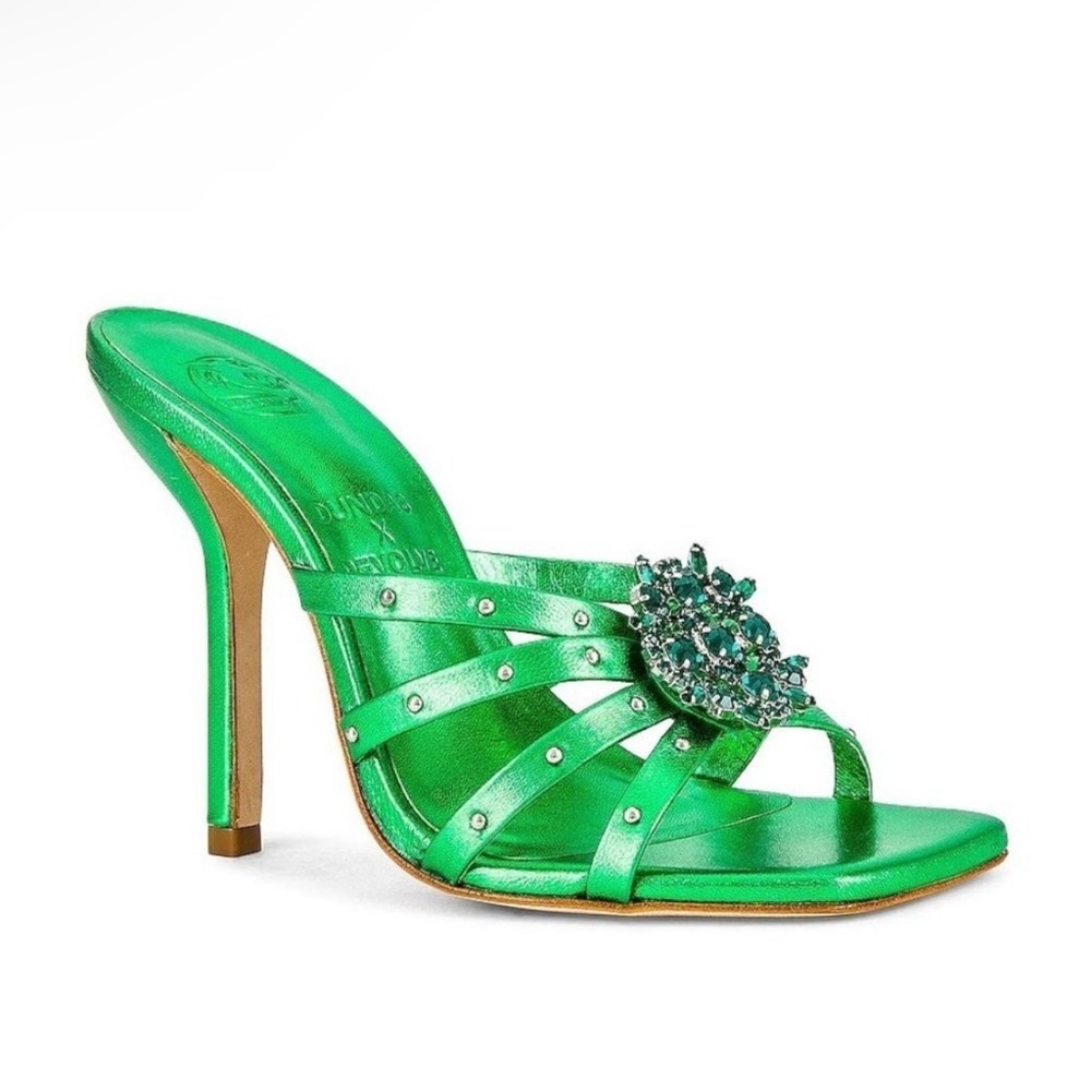 Dundas x Revolve Green Gem High Heels Womens Size 8